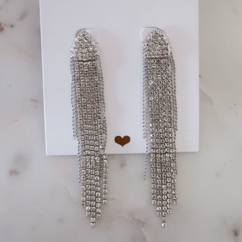 Crystal Waterfall Drop Earrings by Untamed Petals (Brand New)